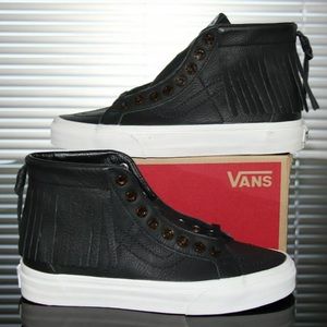 New Womens Vans SK8-Hi Moccasin Black Leather sz 7